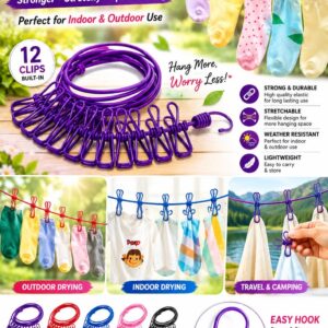Portable Clothesline with Clips 4 piece